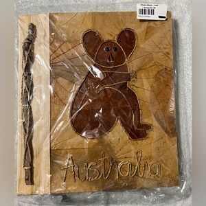💥NEW Koala Australia Photo Album Natural Leaf Twig Rope Bind Memory Scrap Book